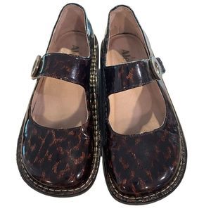 Alegria Paloma Patent Leather Animal Print Mary Jane Shoes - Size 37/ 7.5